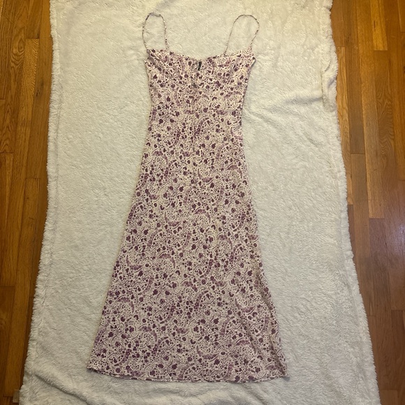 Realisation Par Cream and Purple Midi Dress